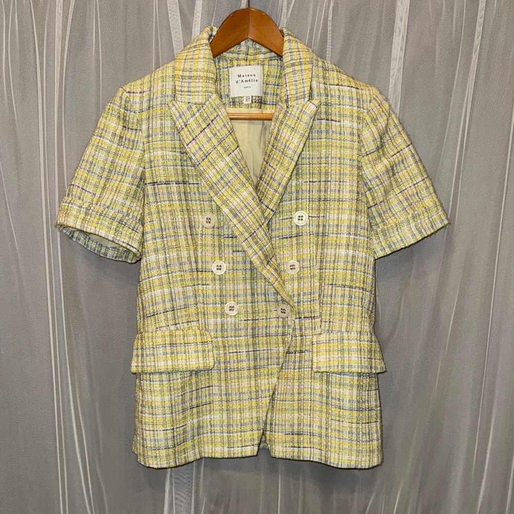 Women's Yellow Plaid Blazer